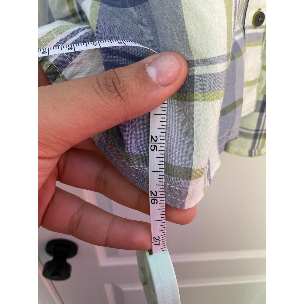 LL Bean Mens Short Sleeve Plaid Button Down Shirt Blue Green XL - Picture 4 of 10